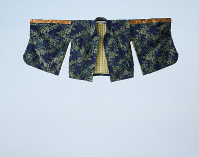 Floral jacquard track jacket green yellow