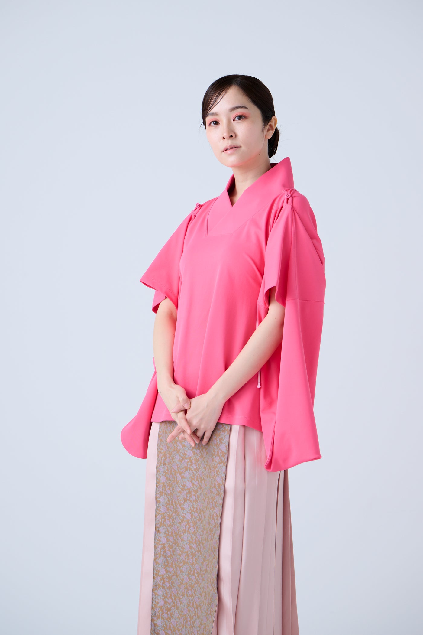 Kimono Sleeve Bare Smooth Short Pullover Pink