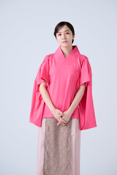 Kimono Sleeve Bare Smooth Short Pullover Pink
