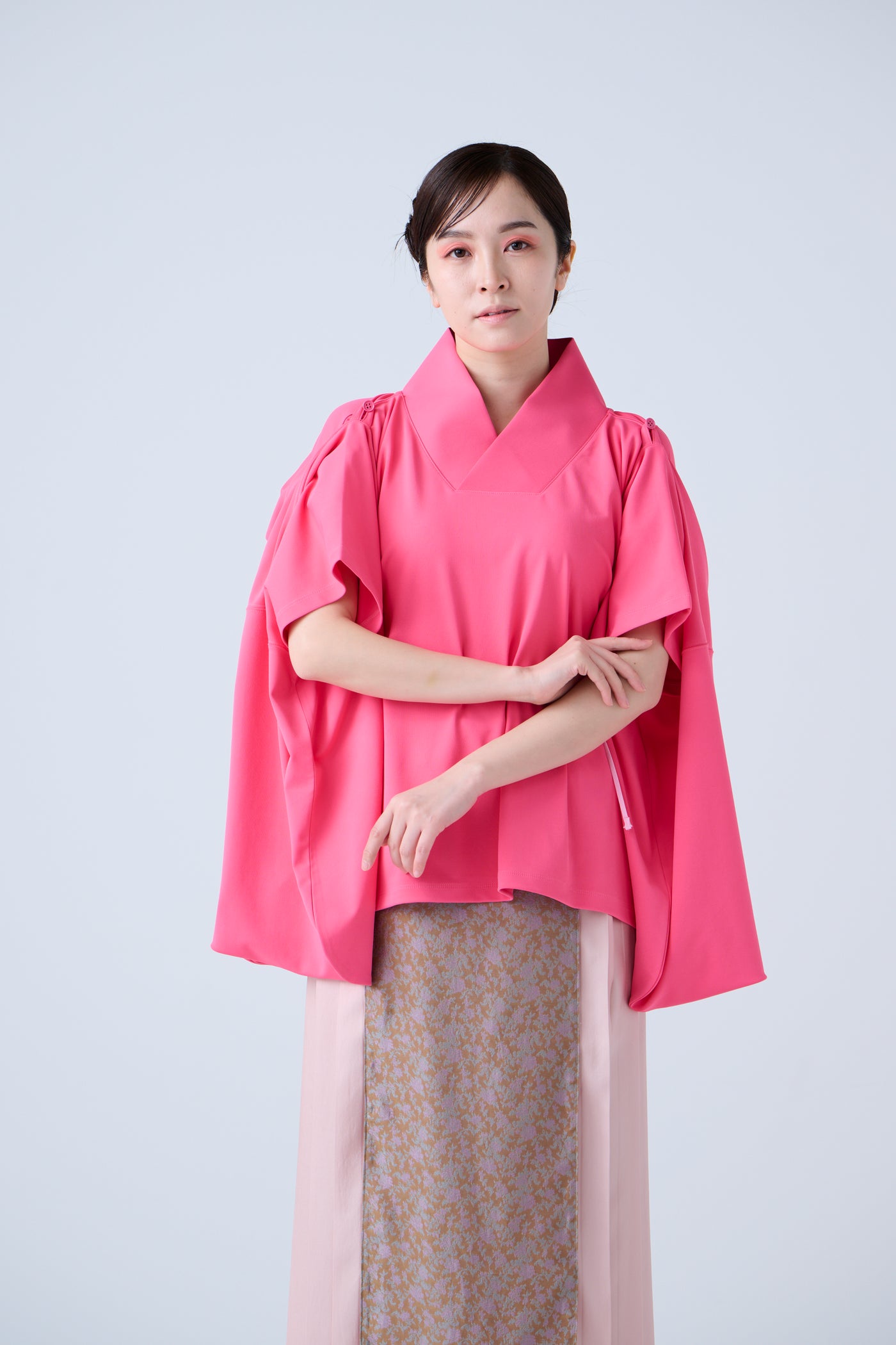 Kimono Sleeve Bare Smooth Short Pullover Pink