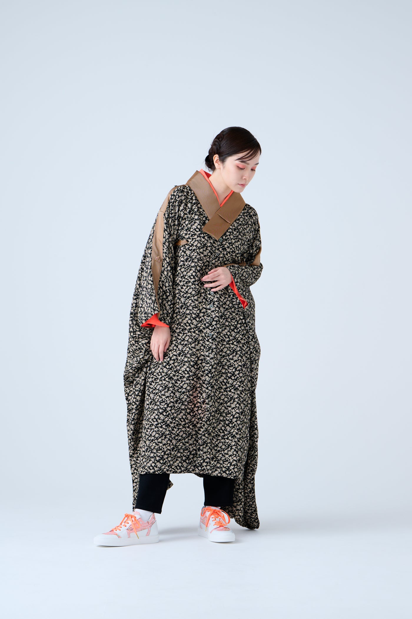 Kimono Sleeve Bare Smooth Long Pullover Orange