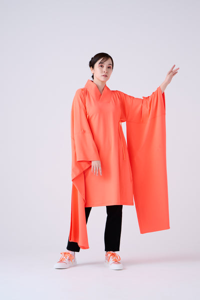 Kimono Sleeve Bare Smooth Long Pullover Orange