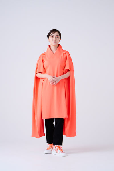 Kimono Sleeve Bare Smooth Long Pullover Orange