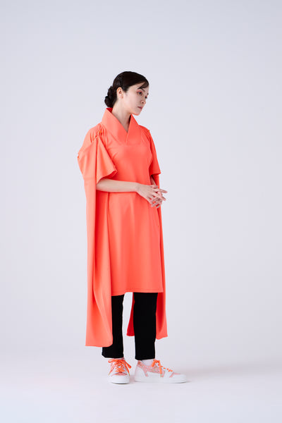 Kimono Sleeve Bare Smooth Long Pullover Orange