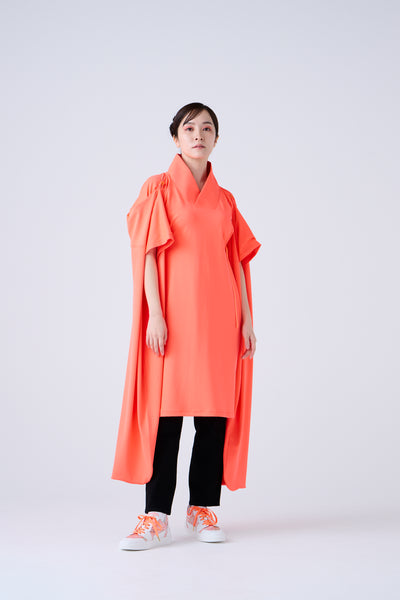 Kimono Sleeve Bare Smooth Long Pullover Orange