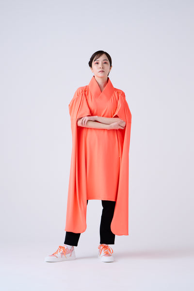 Kimono Sleeve Bare Smooth Long Pullover Orange
