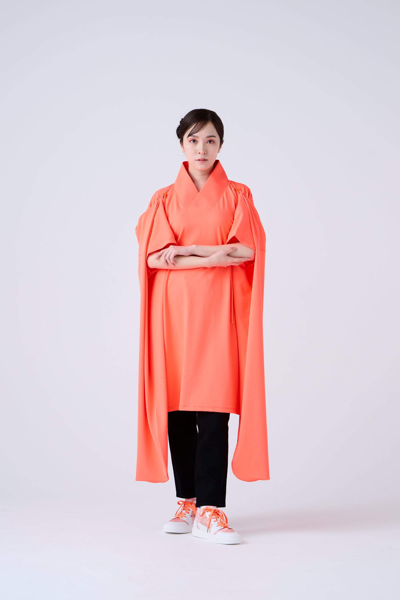Kimono Sleeve Bare Smooth Long Pullover Orange