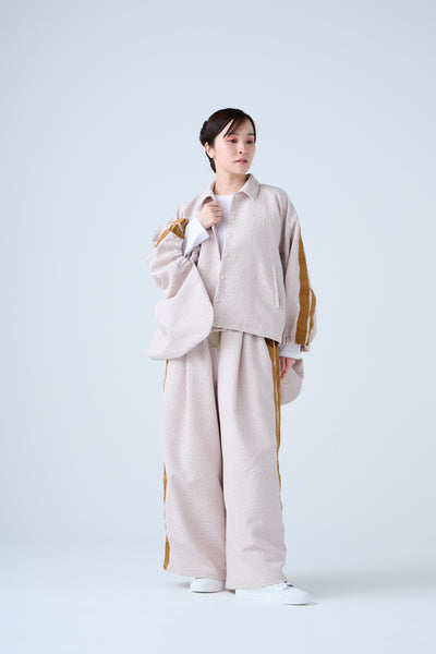 Fuzzed Jacquard Track Short Jacket Sand