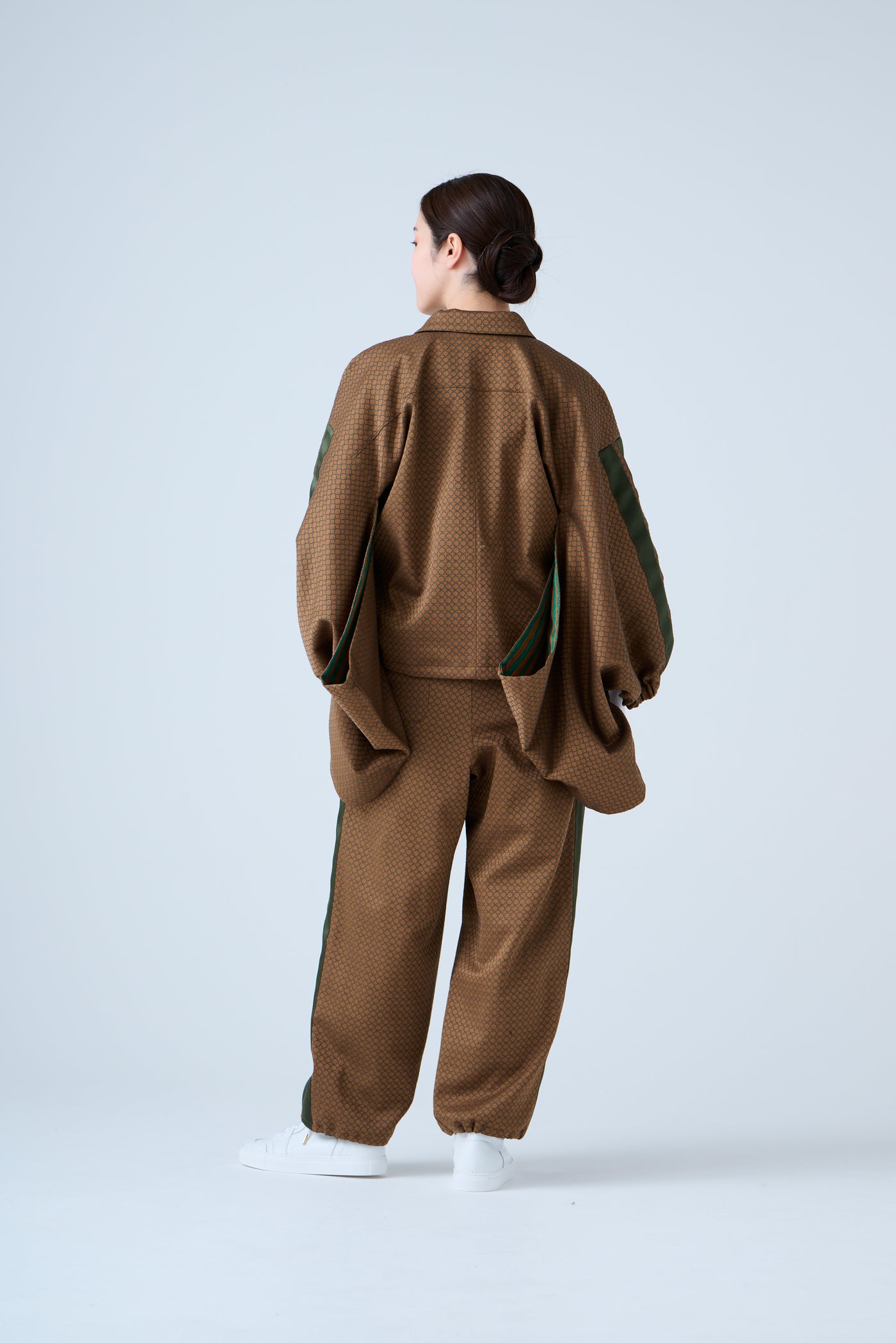 Ring Pattern Jacquard Shirring Pants Gold Orange
