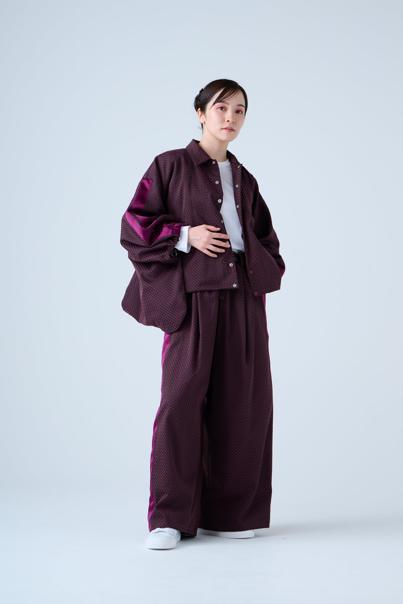 Ring Pattern Jacquard Track Jacket Purple Navy