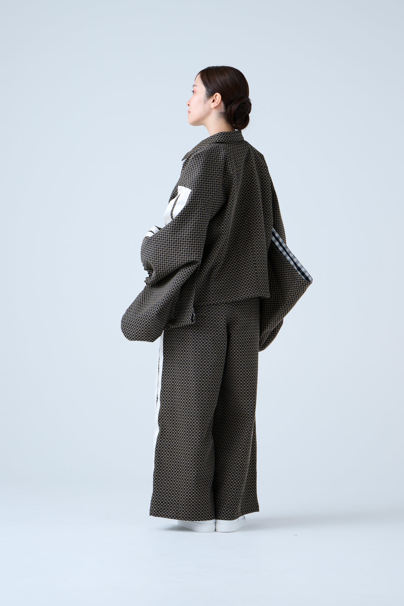 Ring Pattern Jacquard Track Jacket Black