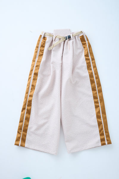 Folded Jacquard Drawstring Pants White