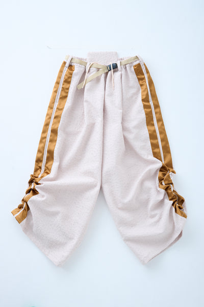 Folded Jacquard Drawstring Pants White