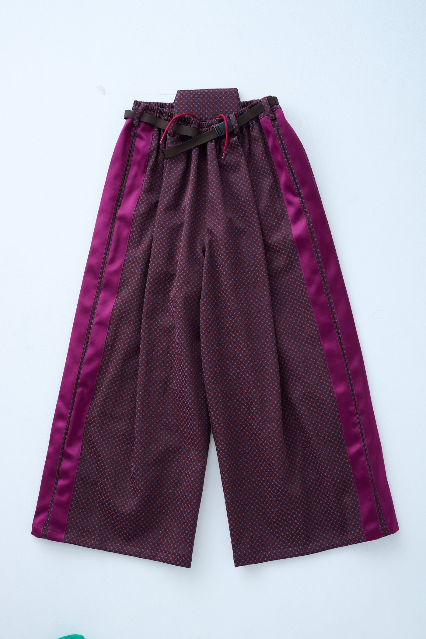 Ring Pattern Jacquard Drawstring Pants, Bordeaux