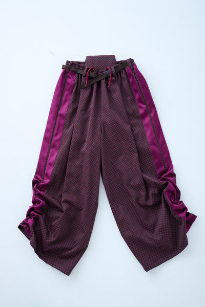 Ring Pattern Jacquard Drawstring Pants, Bordeaux