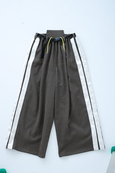 Ring Pattern Jacquard Drawstring Pants in Black
