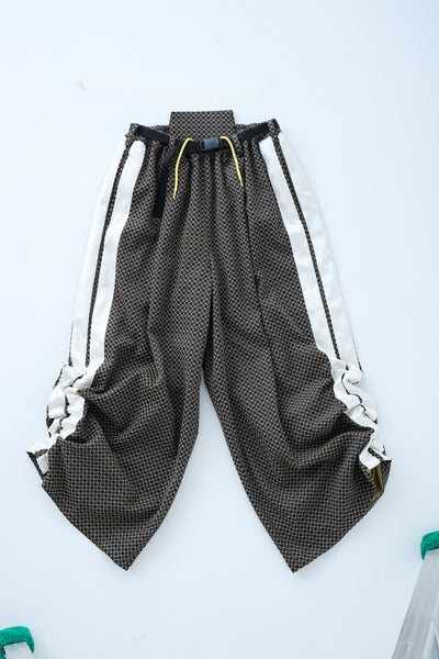 Ring Pattern Jacquard Drawstring Pants in Black